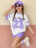 2026 Summer Fashion Girl Outing Dress up Casual Versatile Girl Capibala 3D Printed Short Sleeve Shorts Set
