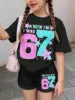 2026 Summer Fashion Girl Outing Dress up Casual Versatile Girl Capibala 3D Printed Short Sleeve Shorts Set