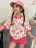2026 Summer Fashion Girl Outing Dress up Casual Versatile Girl Capibala 3D Printed Short Sleeve Shorts Set