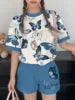 2026 Summer Fashion Girl Outing Dress up Casual Versatile Girl Capibala 3D Printed Short Sleeve Shorts Set