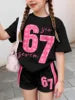 2026 Summer Fashion Girl Outing Dress up Casual Versatile Girl Capibala 3D Printed Short Sleeve Shorts Set