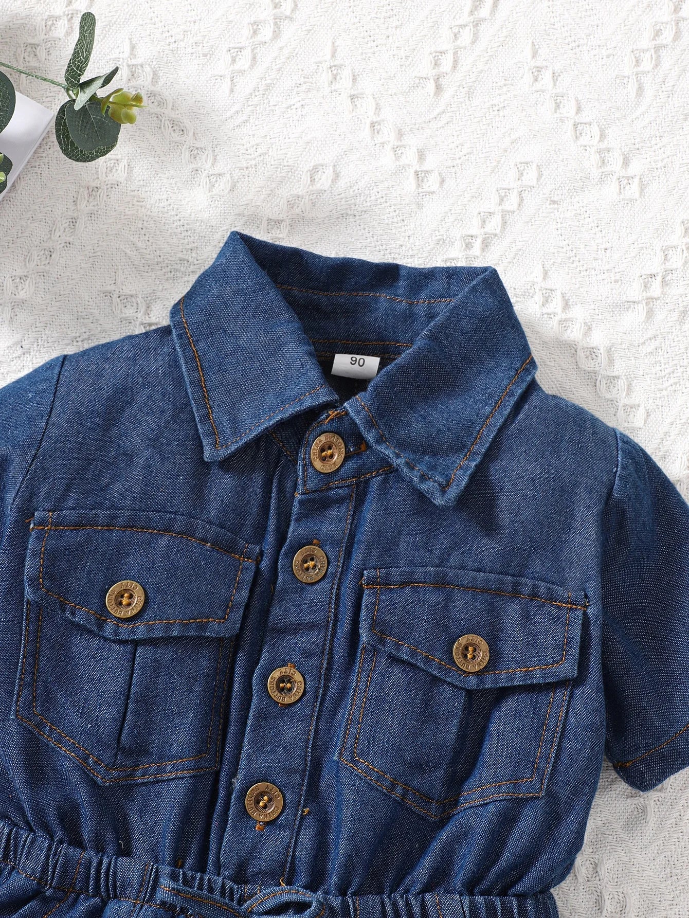Qingli OEM Factory No Tariff Summer Children's Clothing New Fashion Girls Denim Short-Sleeved Jumpsuit