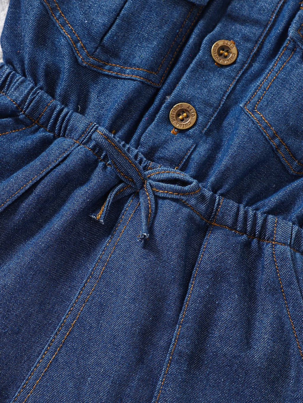 Qingli OEM Factory No Tariff Summer Children's Clothing New Fashion Girls Denim Short-Sleeved Jumpsuit