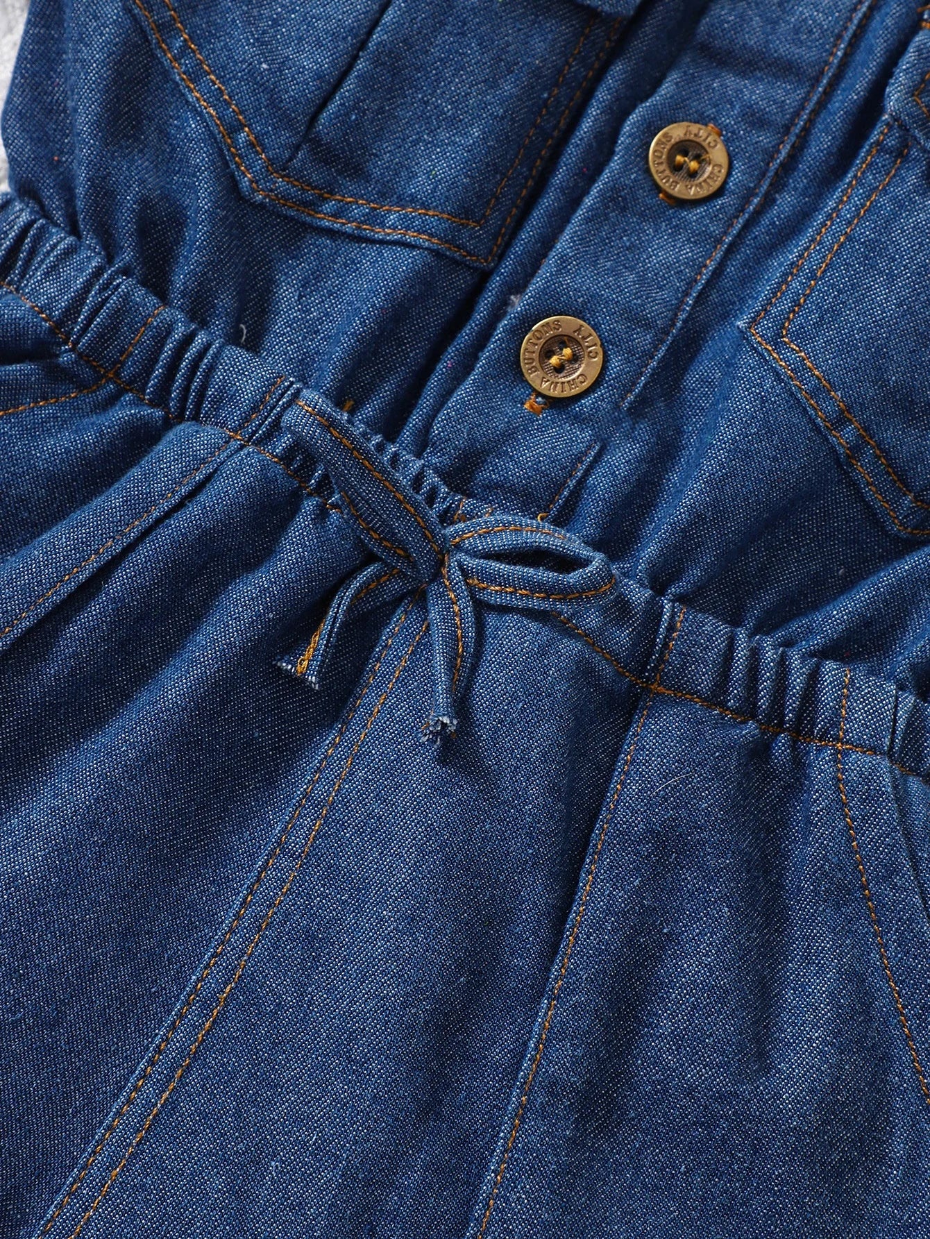 Qingli OEM Factory No Tariff Summer Children's Clothing New Fashion Girls Denim Short-Sleeved Jumpsuit