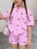2026 Summer Fashion Girl Outing Dress up Casual Versatile Girl Capibala 3D Printed Short Sleeve Shorts Set