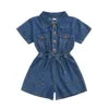 Qingli OEM Factory No Tariff Summer Children's Clothing New Fashion Girls Denim Short-Sleeved Jumpsuit