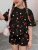 2026 Summer Fashion Girl Outing Dress up Casual Versatile Girl Capibala 3D Printed Short Sleeve Shorts Set