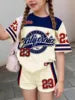 2026 Summer Fashion Girl Outing Dress up Casual Versatile Girl Capibala 3D Printed Short Sleeve Shorts Set