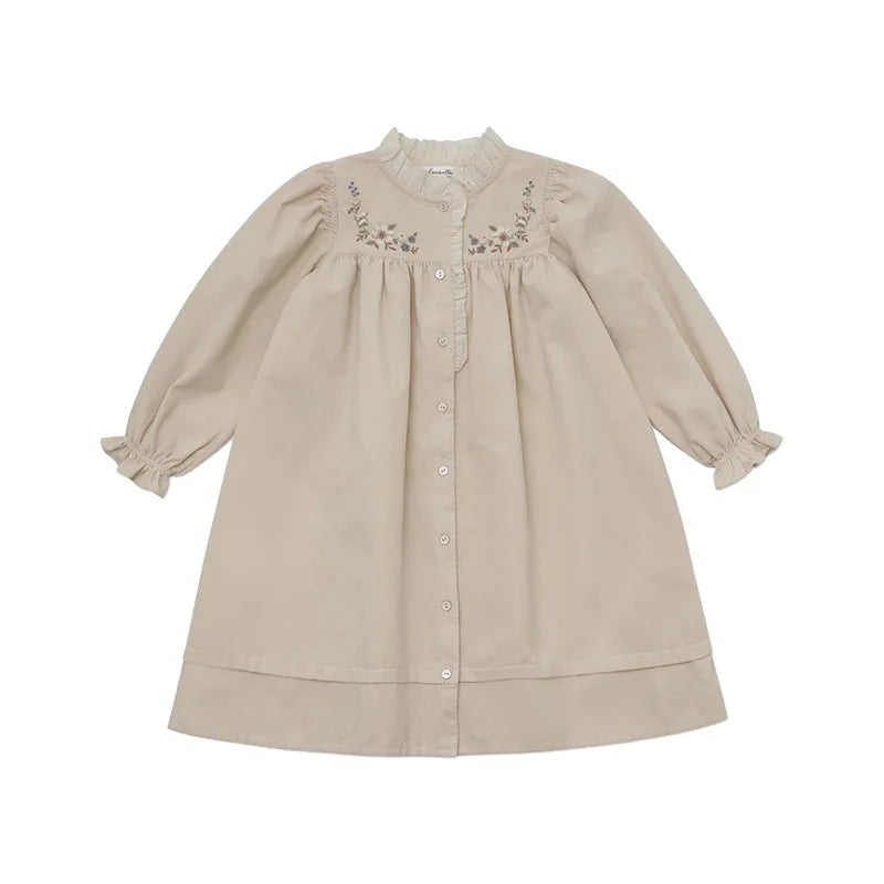 2025 Autumn Long Sleeve Girls Dress Lou Printed Embroidery Lace Kids Princess Dress Palace Style Baby Skirts Series Clothing