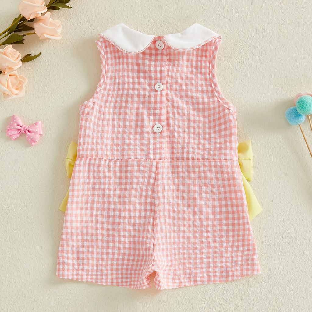 Citgeett Summer Kids Toddler Baby Girls Jumpsuit Shorts Casual Bows Striped Doll Collar Sleeveless Overalls Clothes