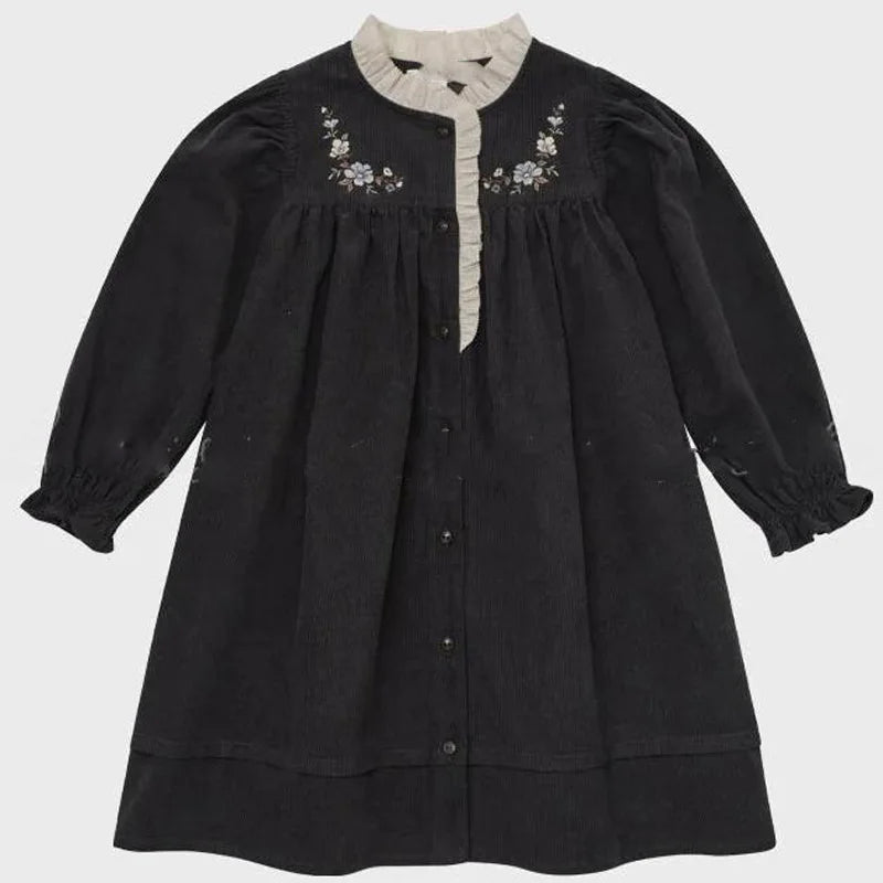 2025 Autumn Long Sleeve Girls Dress Lou Printed Embroidery Lace Kids Princess Dress Palace Style Baby Skirts Series Clothing