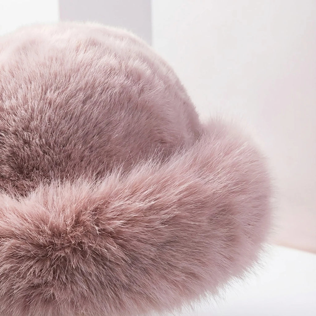 Fuffy Fur Kids Winter Hat Solid Color Thicken Plush Warm Mongolian Hats For Boys Girls Outdoor Cold-proof  Bucket Cap