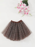 Young Girl Tulle TUTU Dress Leopard Print Tulle Skirt Casual and Versatile Style, Suitable for Stage Performances