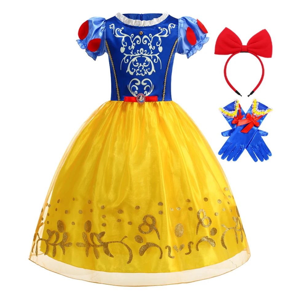Girls Movies Snow White Princess Dress Halloween Cosplay Disguise Carnival Birthday Outfit Party Costume