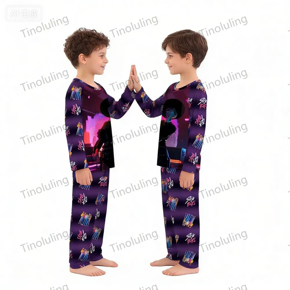 Kpop Girls Pyjamas Cartoon Pijamas Kids Clothes Spring Fashion Girls Long Sleeve T Shirt + Pants 2pcs Set Children Home Pajamas