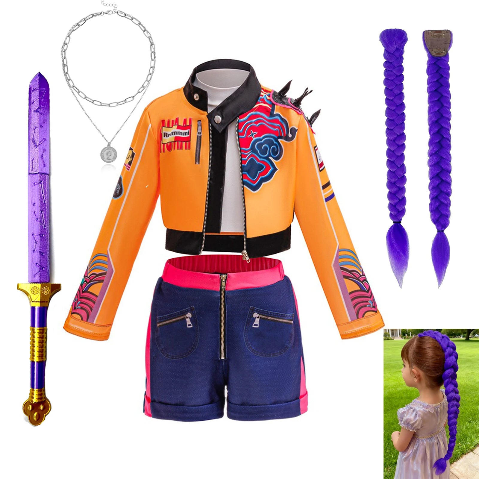 K-pop Hunters Cosplay Rumi Kpop Singer Hunt'trix Dress Up Girls Costumes Kids Party Carneval