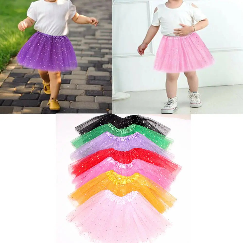 Princess Party Dress Petticoat Fancy Dress Birthday Party Tutu Dress 3 Layers Girls  Sparkling