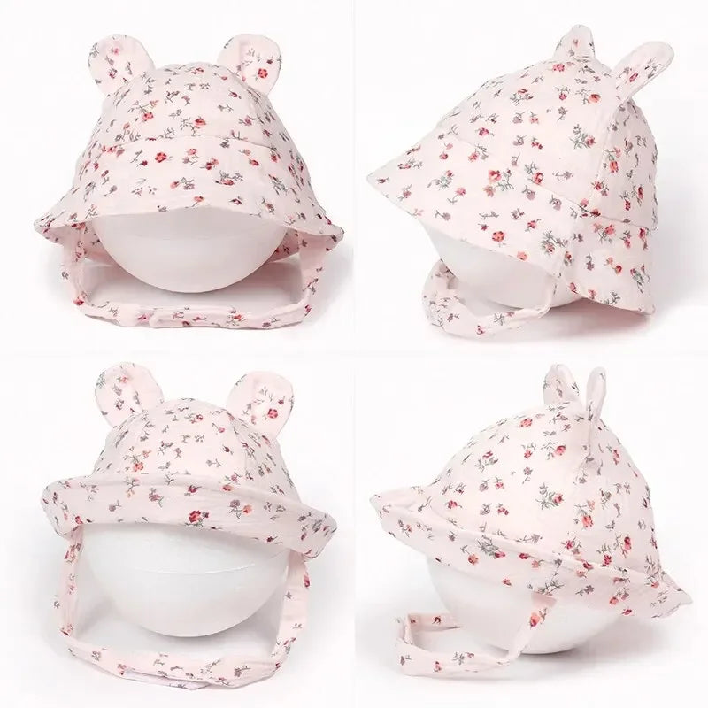 2026 Newborn Boys Girls Bucket Hat Summer Kids Toddler Panama Cap 0 to 12 Months Soft Cotton Baby Sun Hat With Ears Cute Bunny