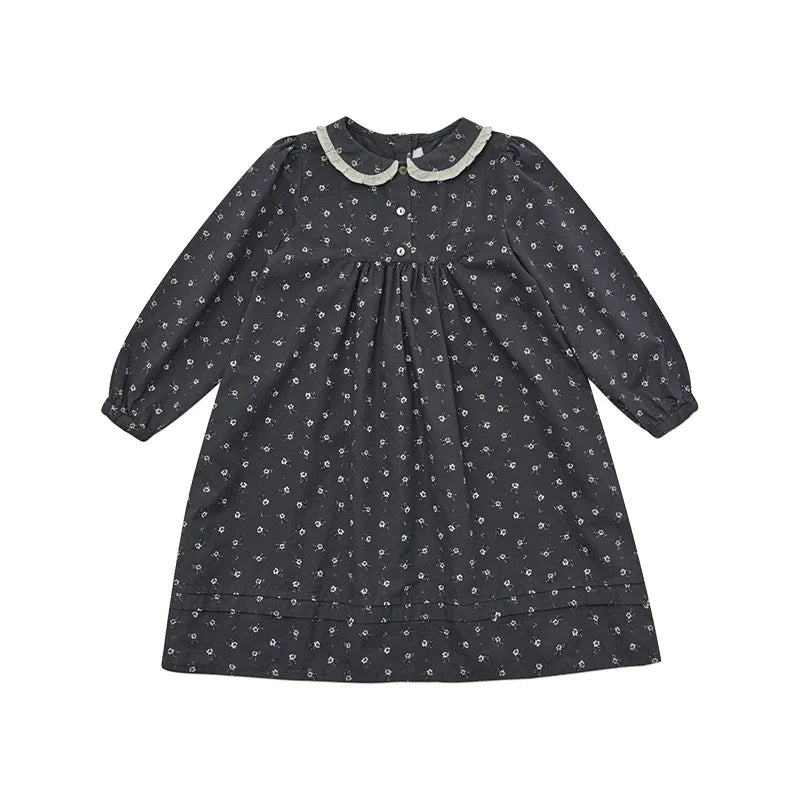 2025 Autumn Long Sleeve Girls Dress Lou Printed Embroidery Lace Kids Princess Dress Palace Style Baby Skirts Series Clothing