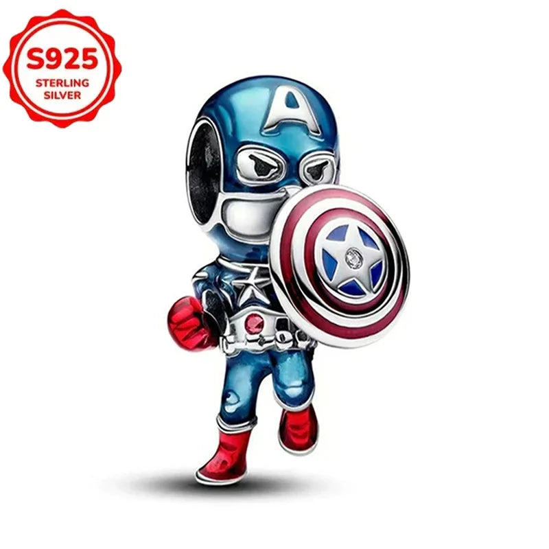 Marvel The Avengers (Animated Film) Lron Man Helmet 925 Sterling Silver Charms Bead Original Women Bracelet DIY Jewelry Hot Gift