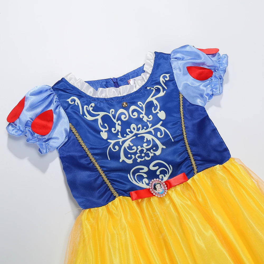 Girls Movies Snow White Princess Dress Halloween Cosplay Disguise Carnival Birthday Outfit Party Costume
