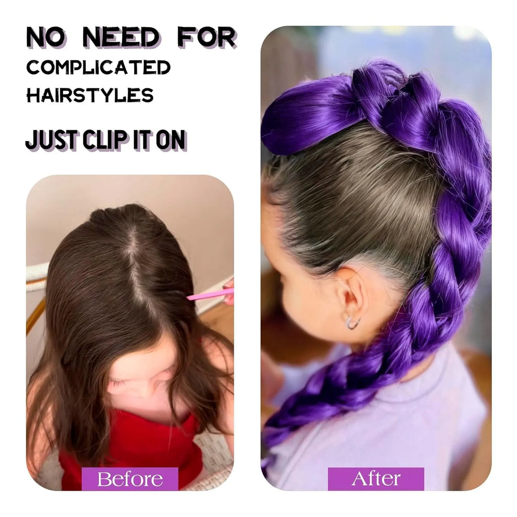 Girl Kpop Groups Purple Braided Ponytail Wig Hair Colored Claws Girls Hunters Big Braids Rumi Cosplay Wigs Hip Hop Dirty Braids