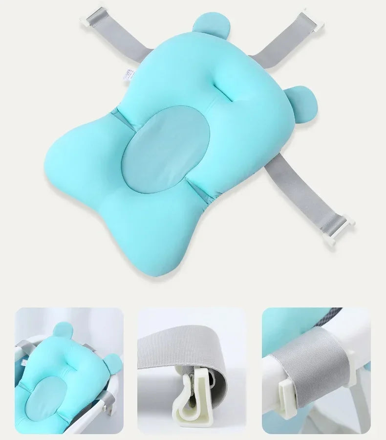 Foldable Floating Baby Bath Seat Pad Adjustable Bathtub Support Mat Shower Cushion Security Water Pad for Newborn Baby Bathing