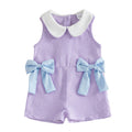 Citgeett Summer Kids Toddler Baby Girls Jumpsuit Shorts Casual Bows Striped Doll Collar Sleeveless Overalls Clothes