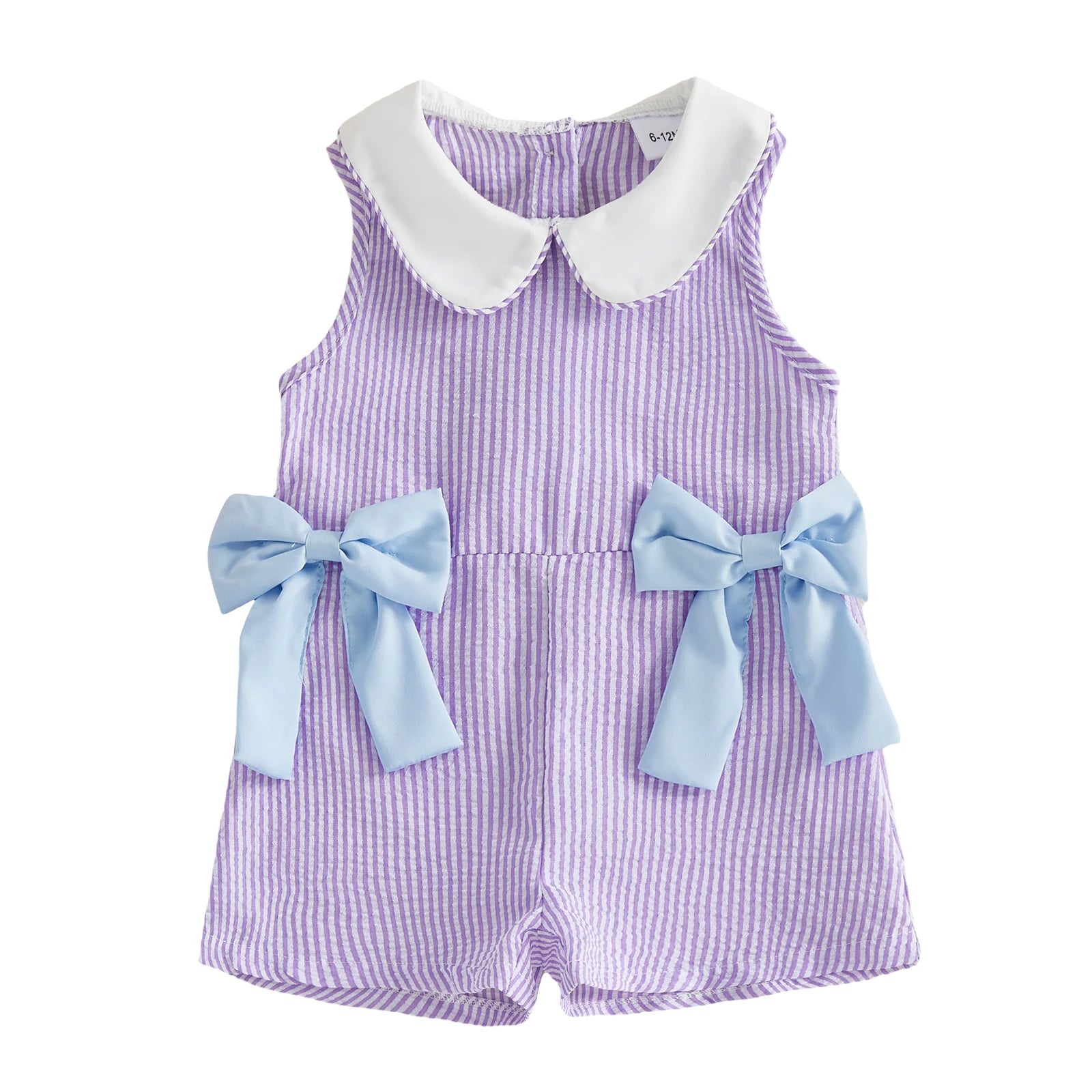 Citgeett Summer Kids Toddler Baby Girls Jumpsuit Shorts Casual Bows Striped Doll Collar Sleeveless Overalls Clothes