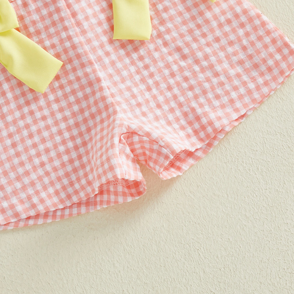 Citgeett Summer Kids Toddler Baby Girls Jumpsuit Shorts Casual Bows Striped Doll Collar Sleeveless Overalls Clothes