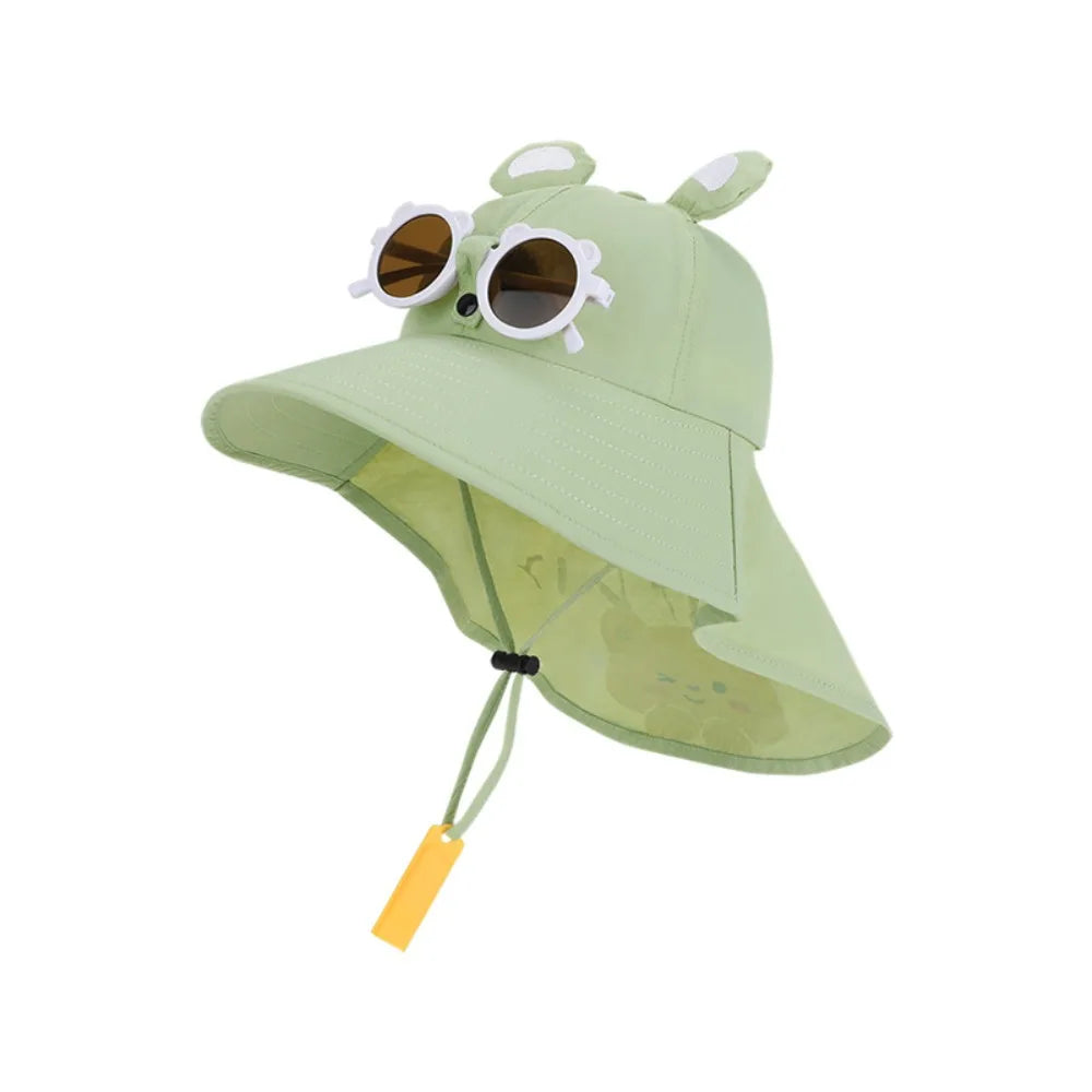 Big Brim Children's Sun Hat Sun Protection Extended Shawl Children Beach Cap Neck Cover Breathable Cartoon Fisherman Hat