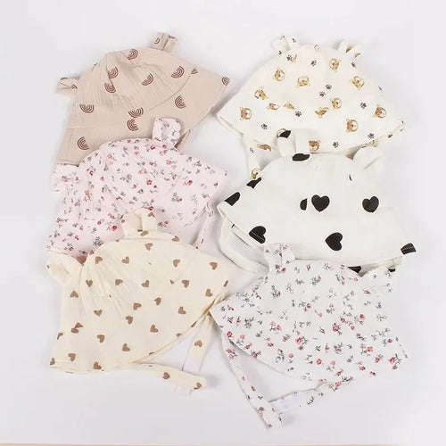 2026 Newborn Boys Girls Bucket Hat Summer Kids Toddler Panama Cap 0 to 12 Months Soft Cotton Baby Sun Hat With Ears Cute Bunny