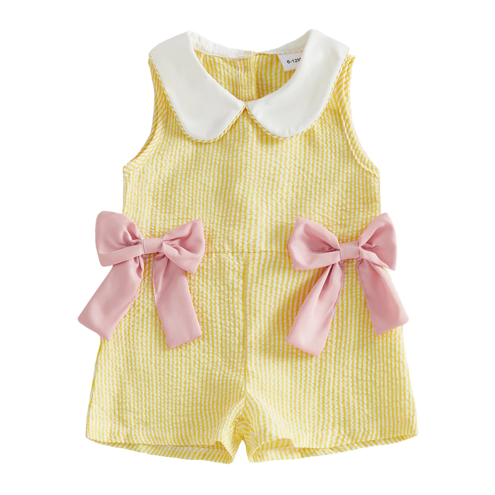 Citgeett Summer Kids Toddler Baby Girls Jumpsuit Shorts Casual Bows Striped Doll Collar Sleeveless Overalls Clothes