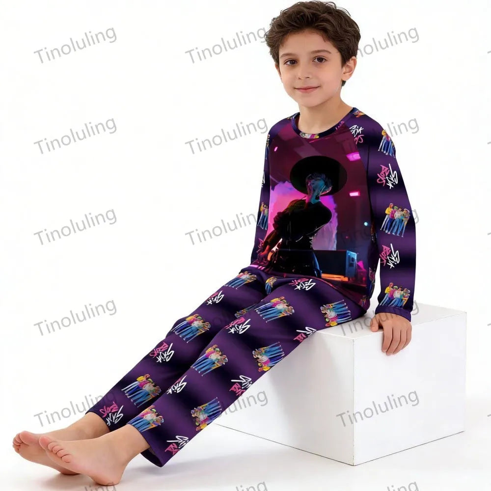 Kpop Girls Pyjamas Cartoon Pijamas Kids Clothes Spring Fashion Girls Long Sleeve T Shirt + Pants 2pcs Set Children Home Pajamas