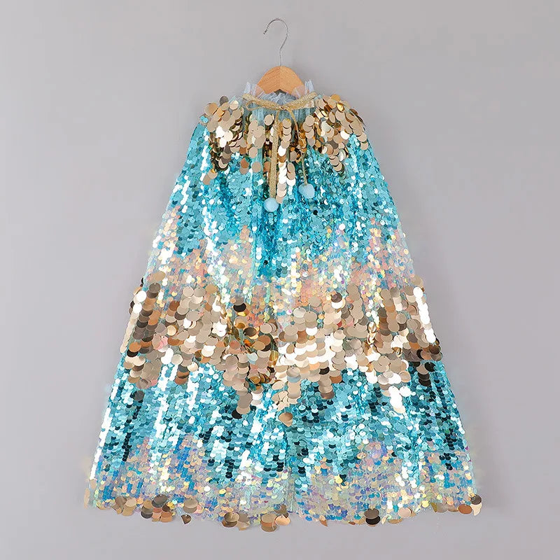 Halloween Cape Baby Girls Capes Christmas Children Sequined Round Collar Princess Ponchos Newborn Accessories