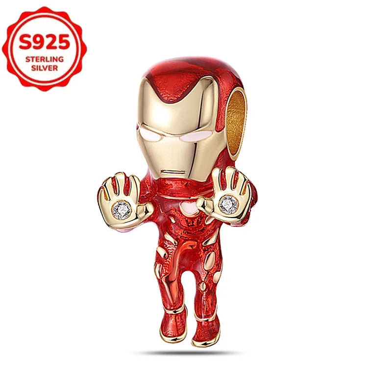 Marvel The Avengers (Animated Film) Lron Man Helmet 925 Sterling Silver Charms Bead Original Women Bracelet DIY Jewelry Hot Gift