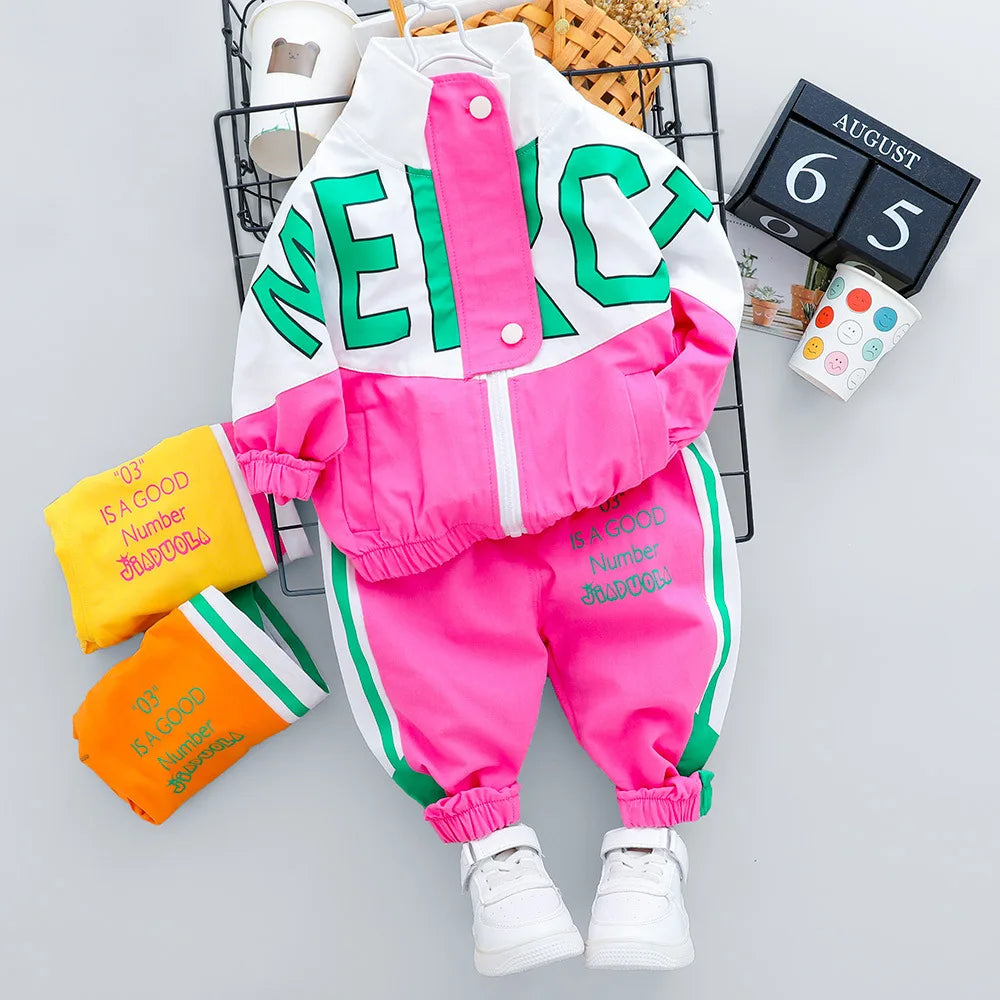 Fashion Autumn Children Suits Baby Boys Girls Clothes stamp Cotton T-Shirt Pants 2Pcs/sets Spring Toddler Clothing Sport Suits