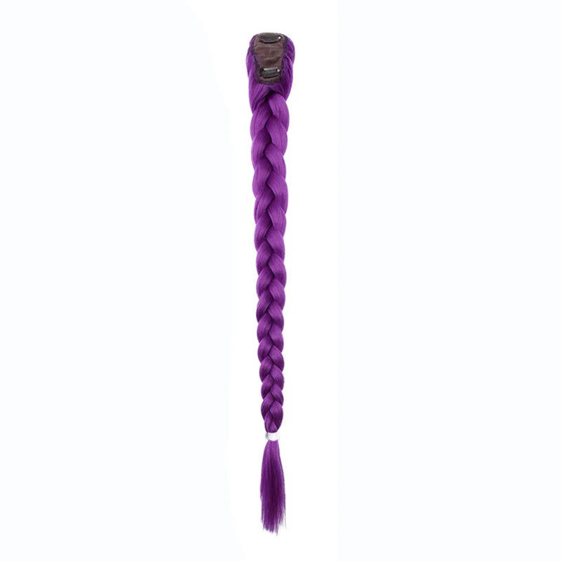 Girl Kpop Groups Purple Braided Ponytail Wig Hair Colored Claws Girls Hunters Big Braids Rumi Cosplay Wigs Hip Hop Dirty Braids