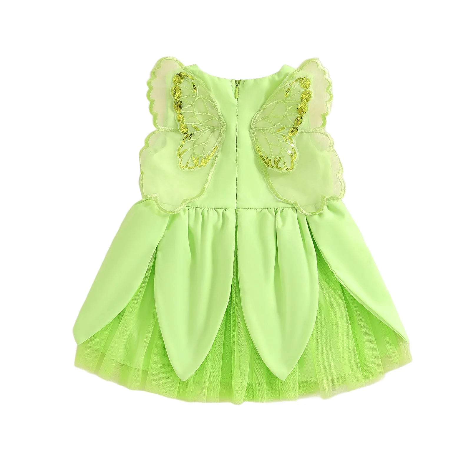 Toddler Girl Dress Mesh Butterfly Wing Solid Zipper Closure Crew Neck Sleeveless A Line Dress
