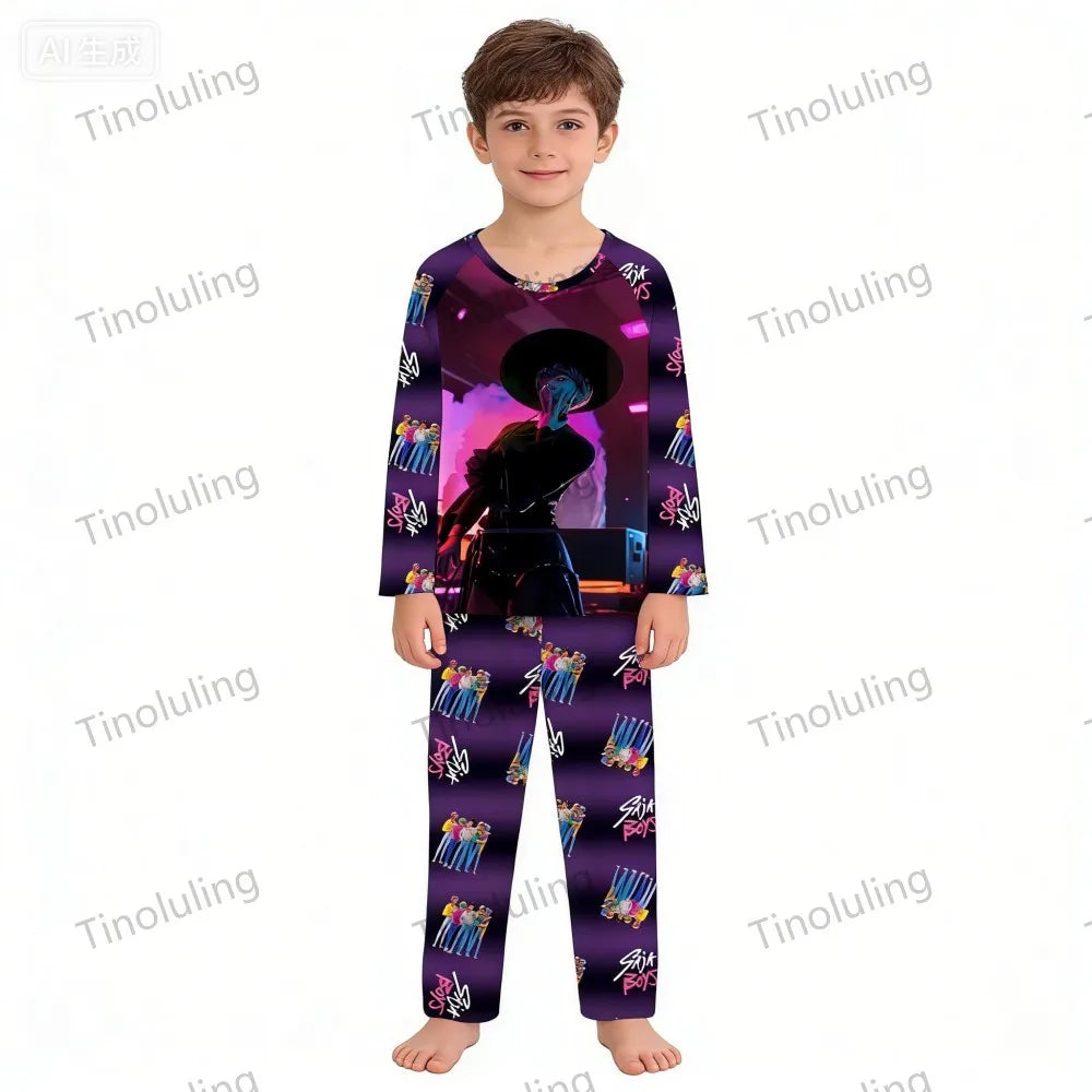 Kpop Girls Pyjamas Cartoon Pijamas Kids Clothes Spring Fashion Girls Long Sleeve T Shirt + Pants 2pcs Set Children Home Pajamas