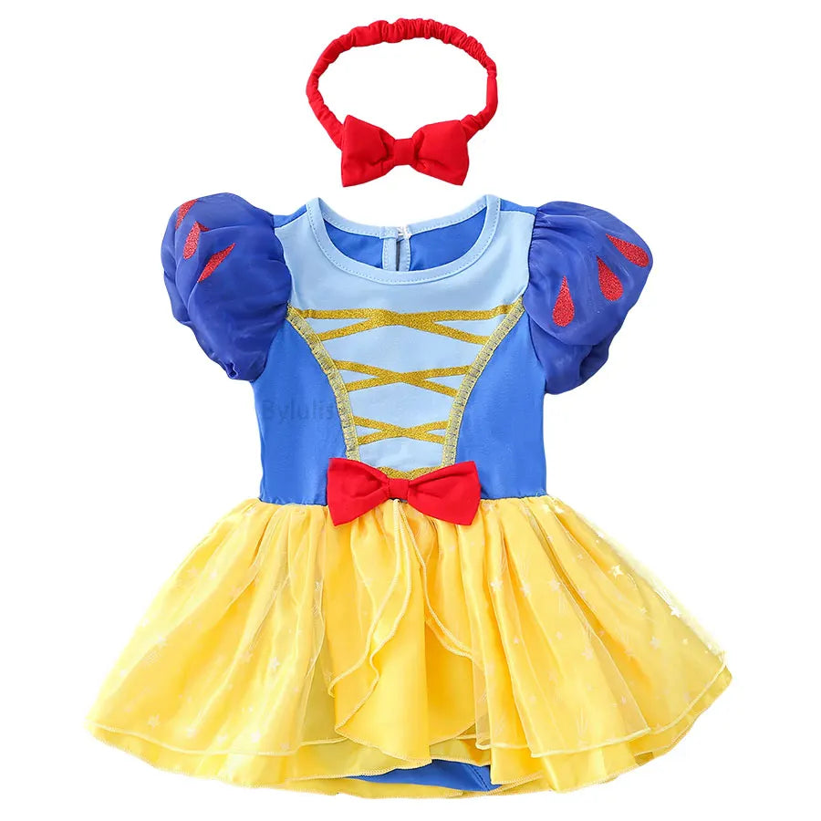 Baby Girls Costumes Kid Romper Tutu Dress with Headband Infant Baby Girl Princess Alice Clothes Aurora Belle Dress Party Costume