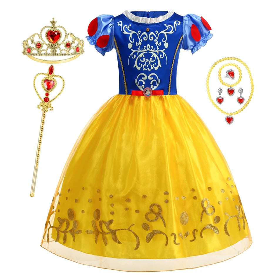 Girls Movies Snow White Princess Dress Halloween Cosplay Disguise Carnival Birthday Outfit Party Costume