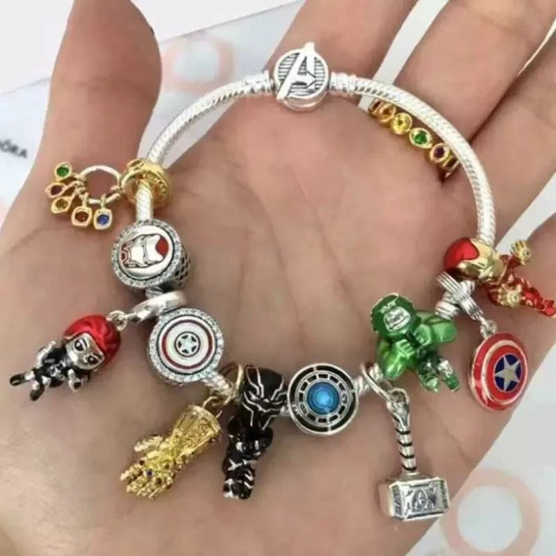 Marvel The Avengers (Animated Film) Lron Man Helmet 925 Sterling Silver Charms Bead Original Women Bracelet DIY Jewelry Hot Gift