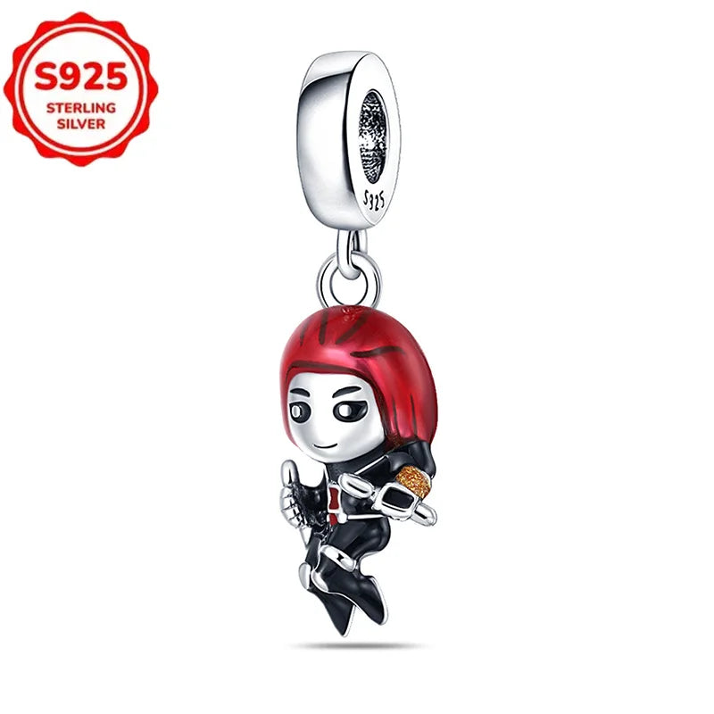 Marvel The Avengers (Animated Film) Lron Man Helmet 925 Sterling Silver Charms Bead Original Women Bracelet DIY Jewelry Hot Gift