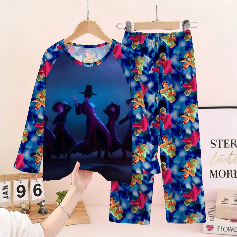 Kpop Girls Pyjamas Cartoon Pijamas Kids Clothes Spring Fashion Girls Long Sleeve T Shirt + Pants 2pcs Set Children Home Pajamas