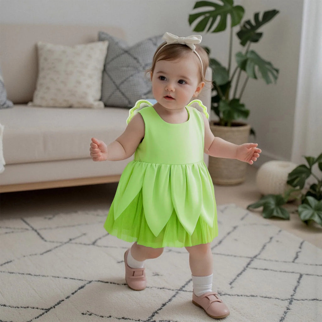 Toddler Girl Dress Mesh Butterfly Wing Solid Zipper Closure Crew Neck Sleeveless A Line Dress
