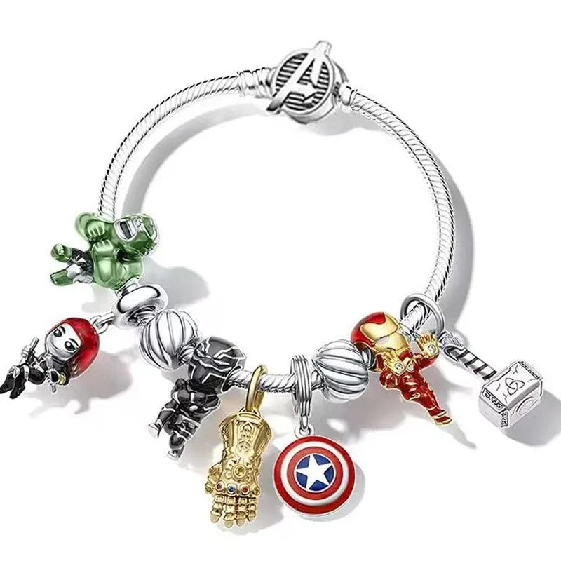 Marvel The Avengers (Animated Film) Lron Man Helmet 925 Sterling Silver Charms Bead Original Women Bracelet DIY Jewelry Hot Gift