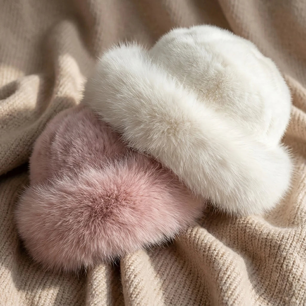 Fuffy Fur Kids Winter Hat Solid Color Thicken Plush Warm Mongolian Hats For Boys Girls Outdoor Cold-proof  Bucket Cap