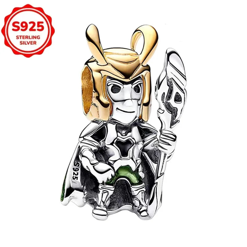 Marvel The Avengers (Animated Film) Lron Man Helmet 925 Sterling Silver Charms Bead Original Women Bracelet DIY Jewelry Hot Gift