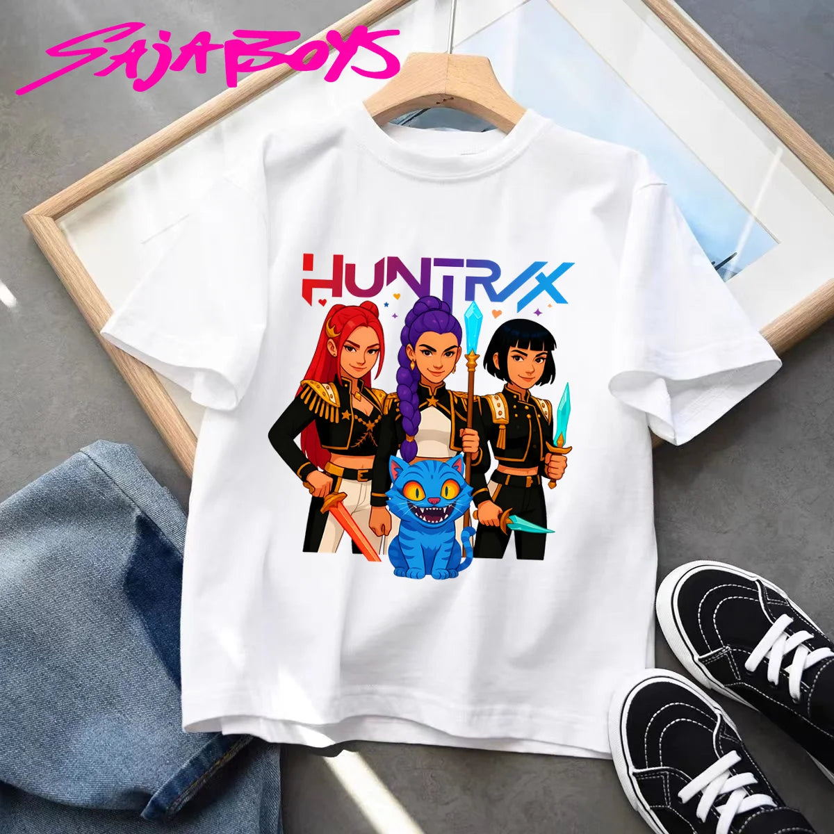 Kpop Demon Hunters Cartoon Tee Shirt Harajuku Cool Kids T-shirts Cotton Summer Tops Saja Boys Outfits Gift Baby Girl Boy Clothes